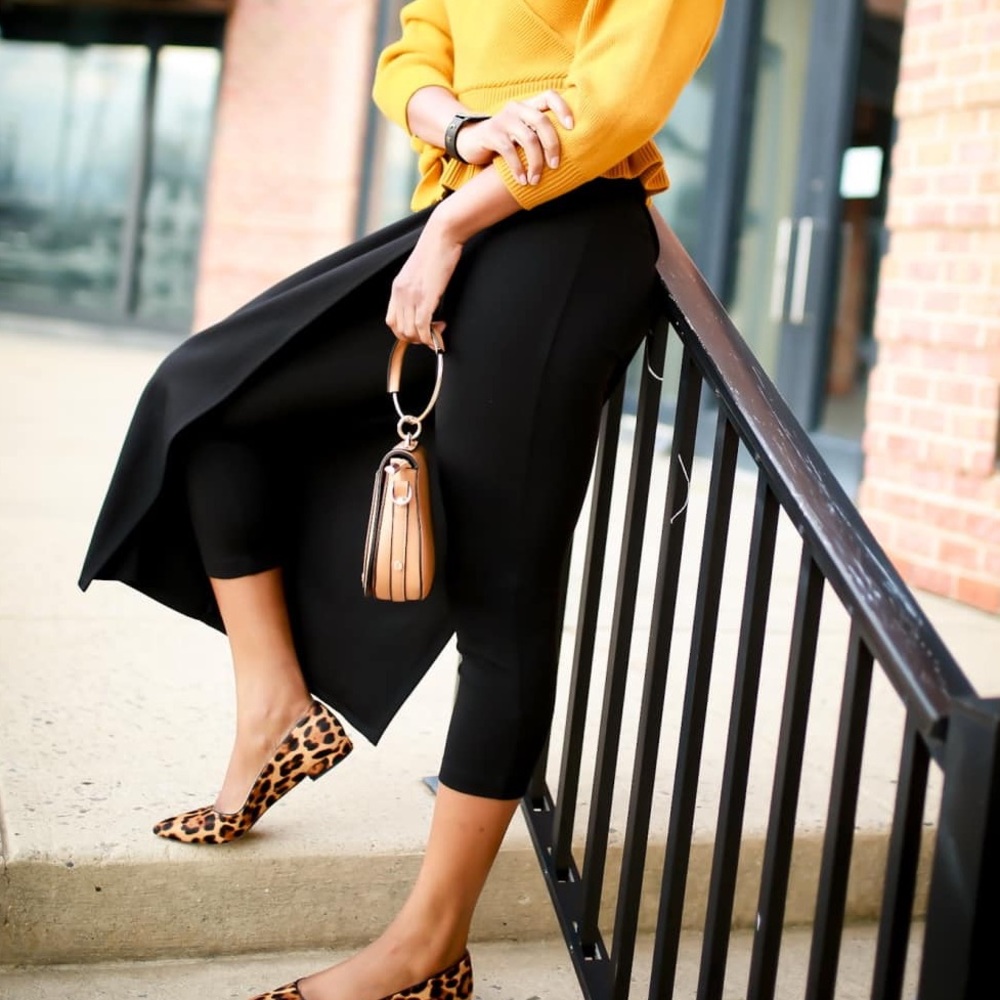 Betabrand Black Culotte Ponte Pants with Side Slit